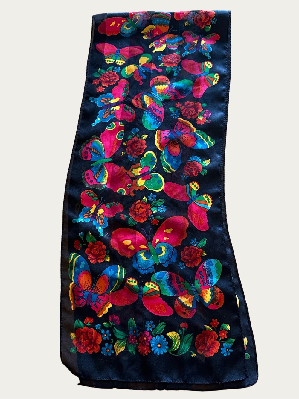 Butterfly Black Tone on Tone Rectangular Scarf